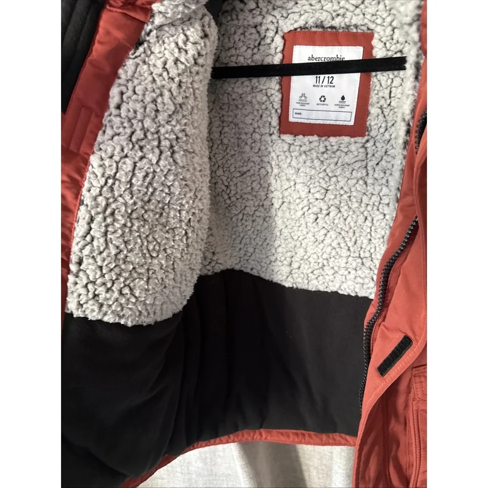 Abercrombie & Fitch Kids Puffer Jacket 11/12 Sherpa Fleece Hoodie‎ Coat